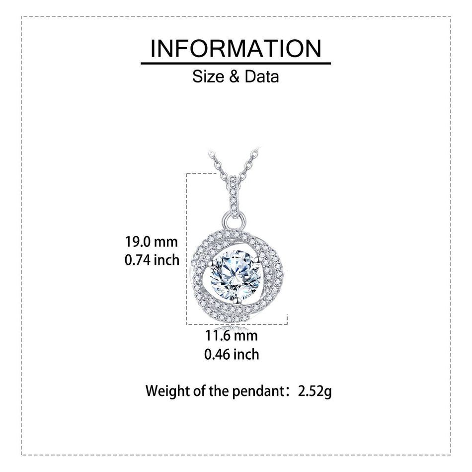 925 Sterling Silver Elegant Moissanite Halo Pendant With Plated with White Gold Chain Necklace