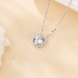 925 Sterling Silver Elegant Solitaire Moissanite Necklace With Halo Setting