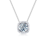 925 Sterling Silver Elegant Solitaire Moissanite Necklace With Halo Setting