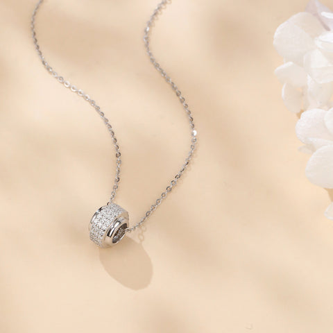 925 Sterling Silver Elegant Moissanite Pendant Necklace With Multi-row Cz Stones On Sterling Silver Chain