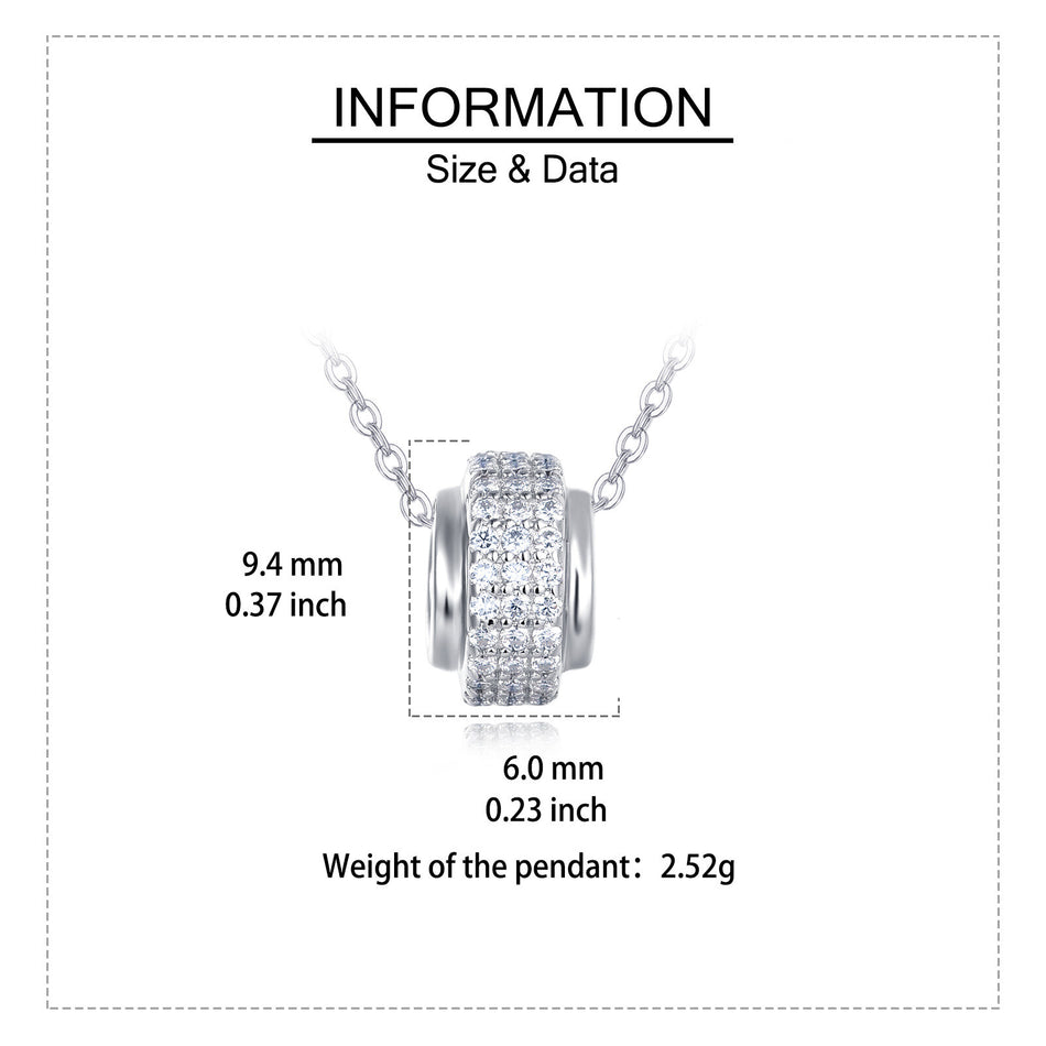 925 Sterling Silver Elegant Moissanite Pendant Necklace With Multi-row Cz Stones On Sterling Silver Chain