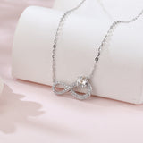 925 Sterling Silver Elegant Infinity Symbol Moissanite Necklace In Sterling Silver