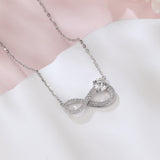 925 Sterling Silver Elegant Infinity Symbol Moissanite Necklace In Sterling Silver