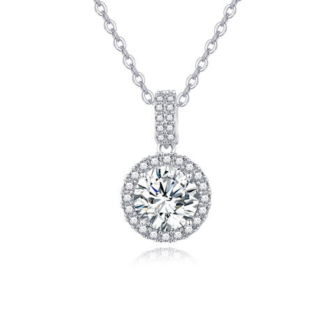 925 Sterling Silver Elegant Solitaire Moissanite Pendant With Plated with White Gold Chain Necklace