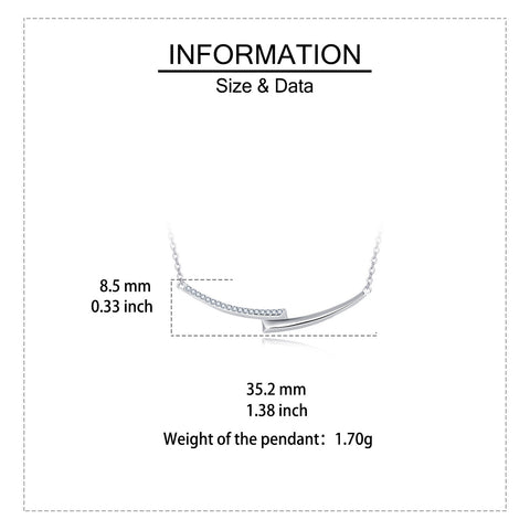 925 Sterling Silver Elegant Curved Moissanite Bar Necklace On Delicate Chain