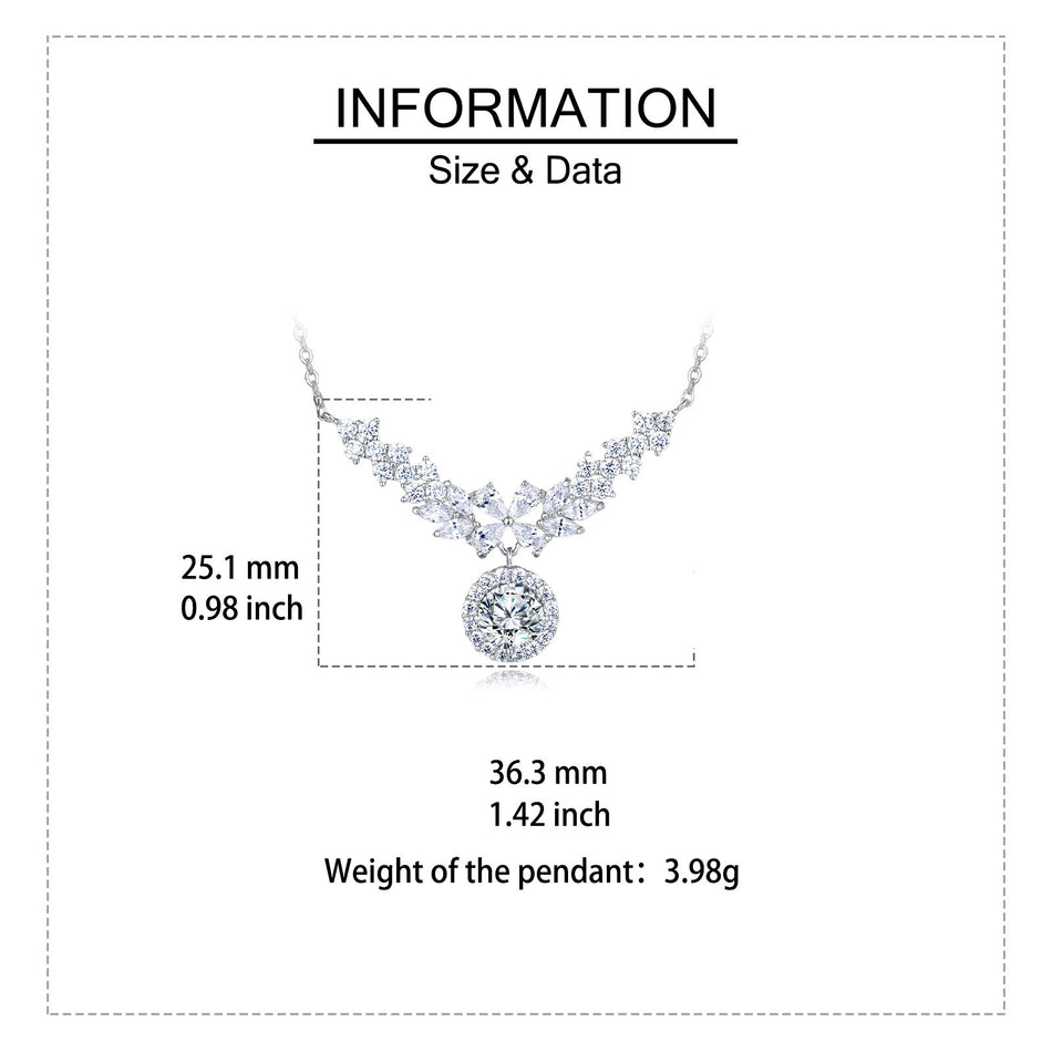 925 Sterling Silver Elegant Moissanite Floral Necklace With Radiant Center Stone