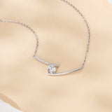 925 Sterling Silver Elegant Moissanite Necklace With Delicate Chain And Sparkling Accent