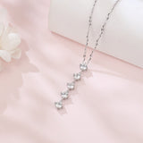925 Sterling Silver Elegant Five-moissanite Vertical Pendant Necklace