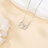 925 Sterling Silver Eternal Love Interlocking Heart Moissanite Necklace