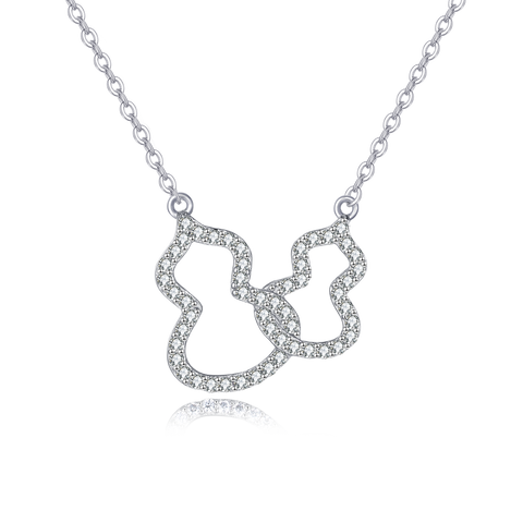 925 Sterling Silver Eternal Love Interlocking Heart Moissanite Necklace