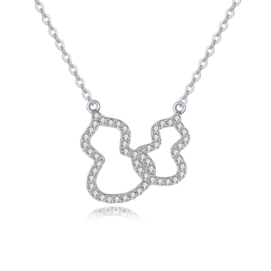 925 Sterling Silver Eternal Love Interlocking Heart Moissanite Necklace