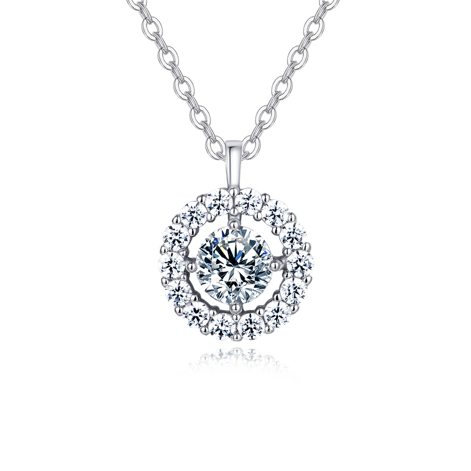 925 Sterling Silver Elegant Solitaire Moissanite Necklace In Plated with White Gold – Timeless Luxury Jewelry