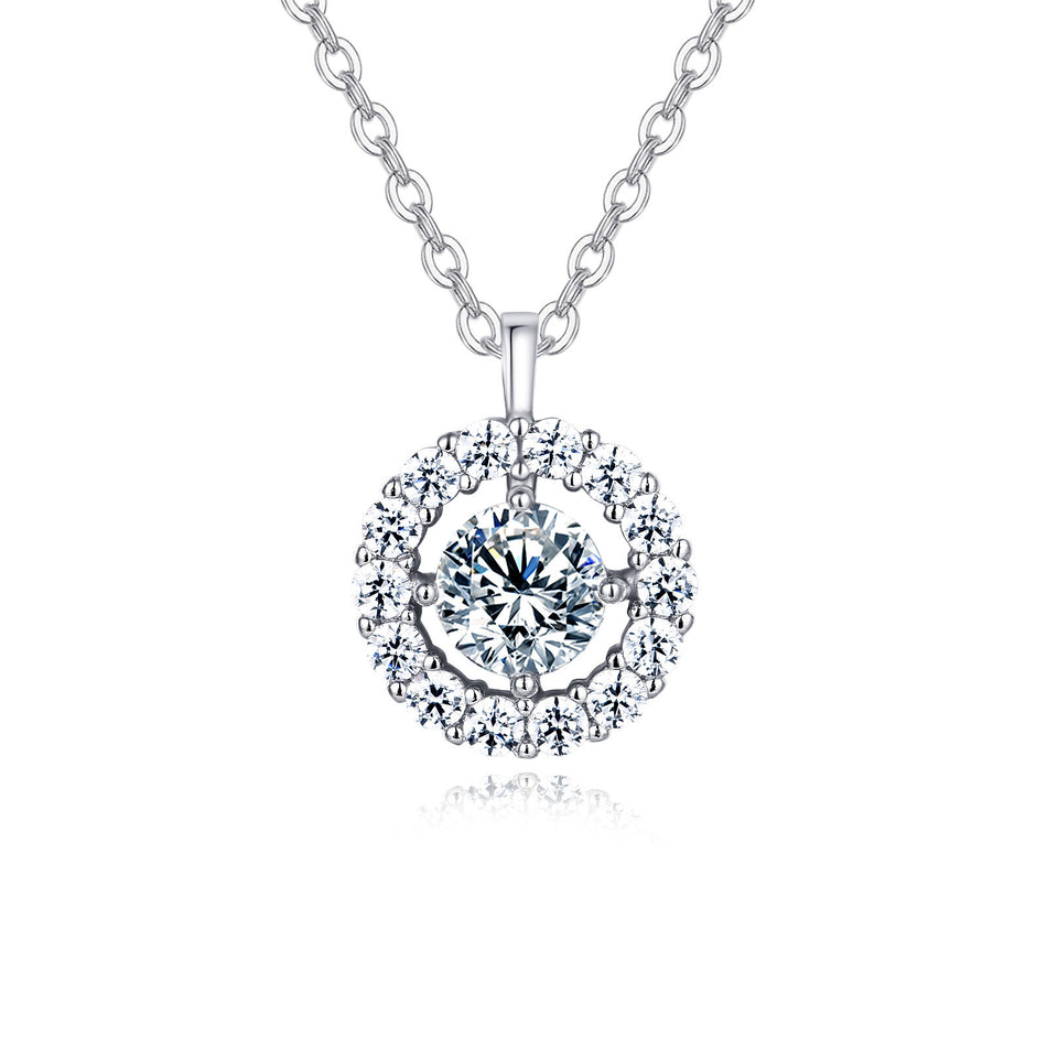 925 Sterling Silver Elegant Solitaire Moissanite Necklace In Plated with White Gold – Timeless Luxury Jewelry