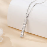 925 Sterling Silver Vertical Moissanite Cascade Pendant Necklace In Sterling Silver