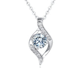 925 Sterling Silver Elegant Silver  Moissanite Wave Design Necklace With Sparkling Accents