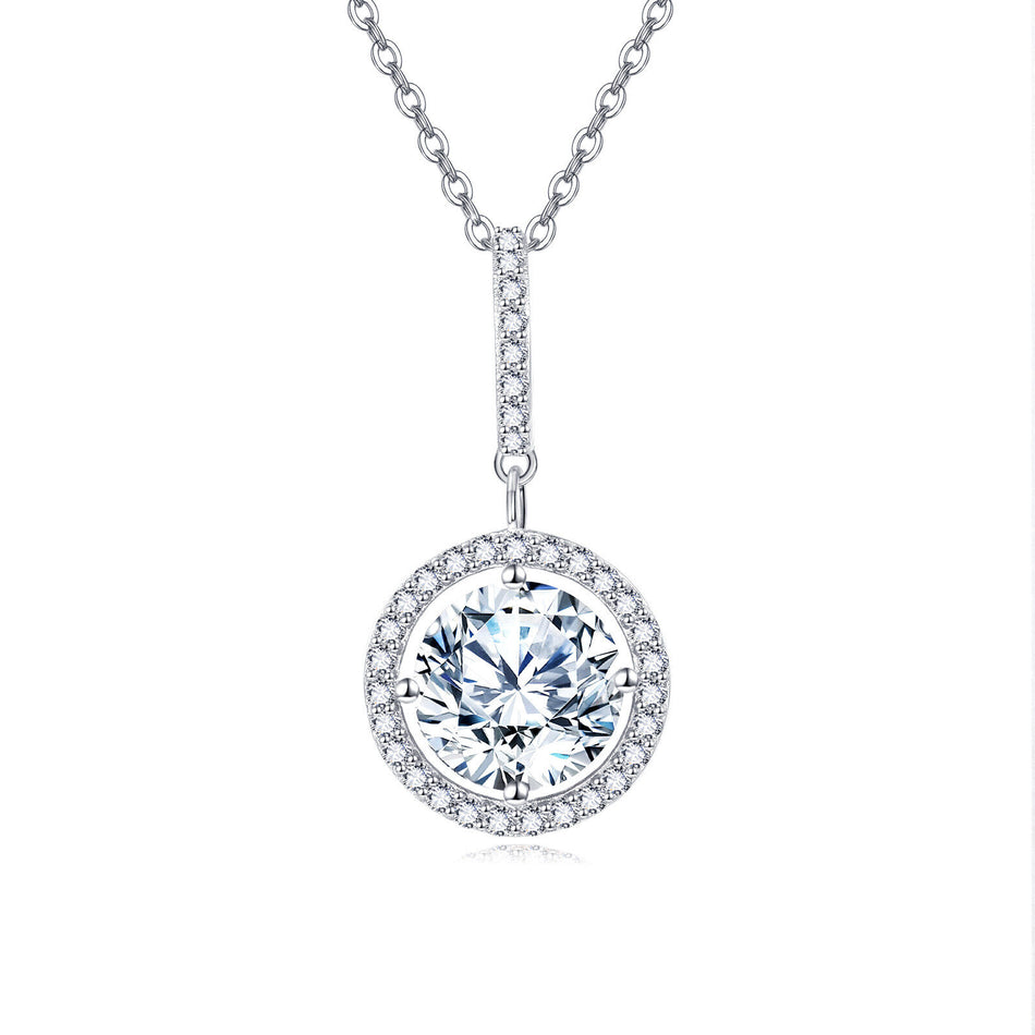 925 Sterling Silver Elegant Solitaire Moissanite Necklace In Plated with White Gold – Timeless Luxury Jewelry