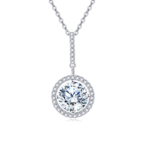 925 Sterling Silver Elegant Solitaire Moissanite Necklace In Plated with White Gold – Timeless Luxury Jewelry