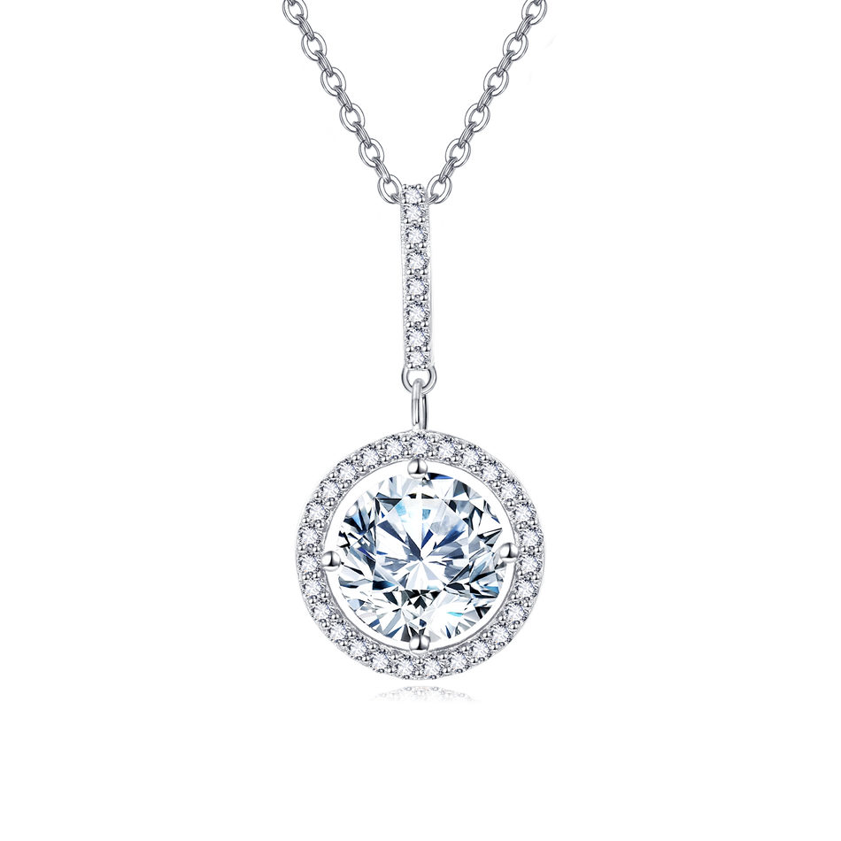 925 Sterling Silver Elegant Solitaire Moissanite Necklace In Plated with White Gold – Timeless Luxury Jewelry
