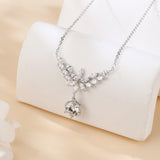 925 Sterling Silver Elegant Floral Moissanite Necklace With Marquise-cut Petals And Round Pendant Drop