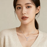 925 Sterling Silver Elegant Floral Moissanite Necklace With Marquise-cut Petals And Round Pendant Drop