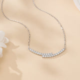 925 Sterling Silver Elegant Moissanite Necklace With Silver Chain And Sparkling Gems