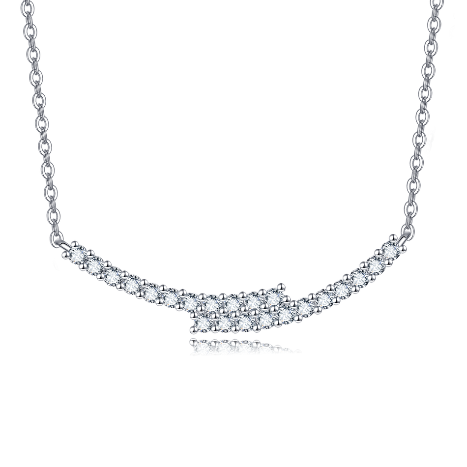 925 Sterling Silver Elegant Moissanite Necklace With Silver Chain And Sparkling Gems