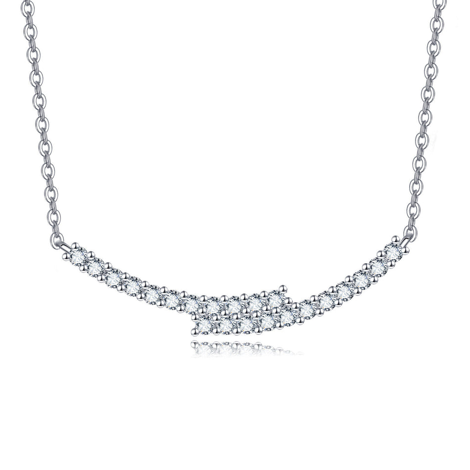 925 Sterling Silver Elegant Moissanite Necklace With Silver Chain And Sparkling Gems