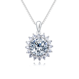 925 Sterling Silver Elegant Moissanite Necklace With Floral Halo Design - Timeless Elegance For Any Occasion