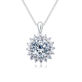 925 Sterling Silver Elegant Moissanite Necklace With Floral Halo Design - Timeless Elegance For Any Occasion