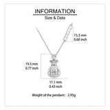 925 Sterling Silver Moissanite-encrusted Money Bag Pendant Necklace With Abacus Charm Symbolizing Wealth Prosperity