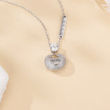 925 Sterling Silver Elegant Moissanite-encrusted Silver Pendant Necklace With Traditional Motif