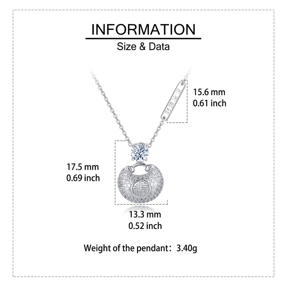 925 Sterling Silver Elegant Moissanite-encrusted Silver Pendant Necklace With Traditional Motif