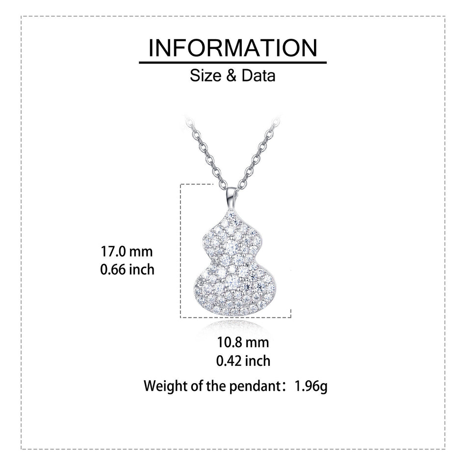 925 Sterling Silver Elegant Gourd-shaped Moissanite Pendant Necklace