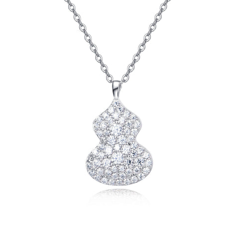 925 Sterling Silver Elegant Gourd-shaped Moissanite Pendant Necklace
