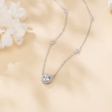 925 Sterling Silver Elegant Solitaire Moissanite Necklace With Halo Accent