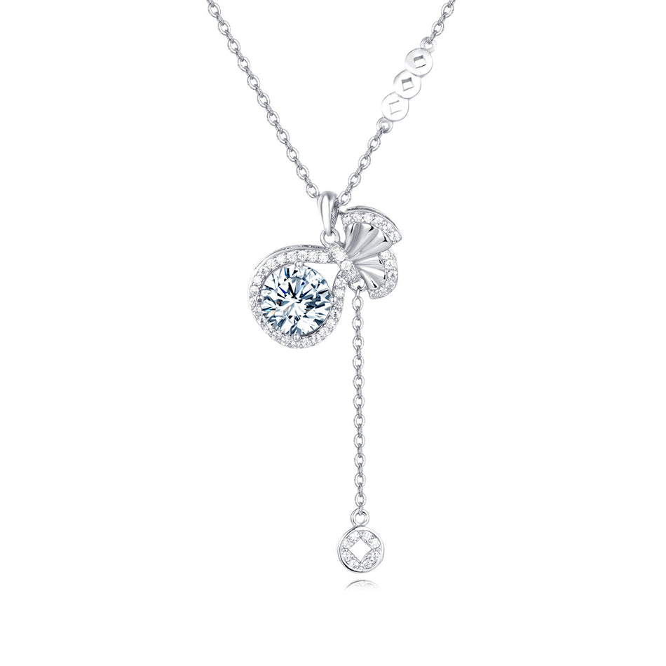 925 Sterling Silver Elegant Moissanite Butterfly Necklace With Sparkling Gemstone Pendant