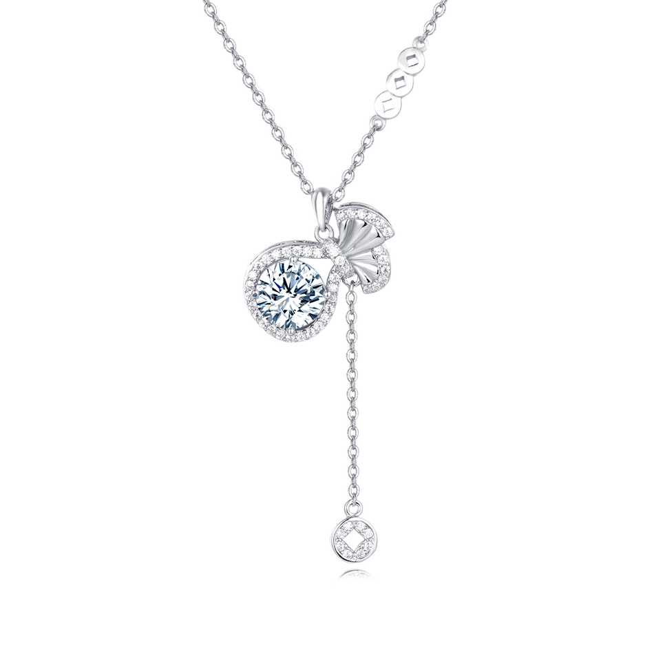 925 Sterling Silver Elegant Moissanite Butterfly Necklace With Sparkling Gemstone Pendant