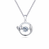 925 Sterling Silver Elegant Dolphin Tail Moissanite Necklace With Silver Chain Pendant