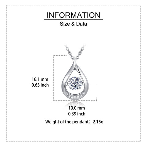 925 Sterling Silver Elegant Teardrop Moissanite Pendant Necklace With Sparkling Accents