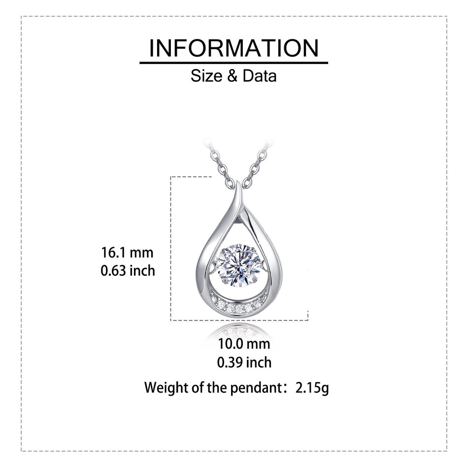 925 Sterling Silver Elegant Teardrop Moissanite Pendant Necklace With Sparkling Accents