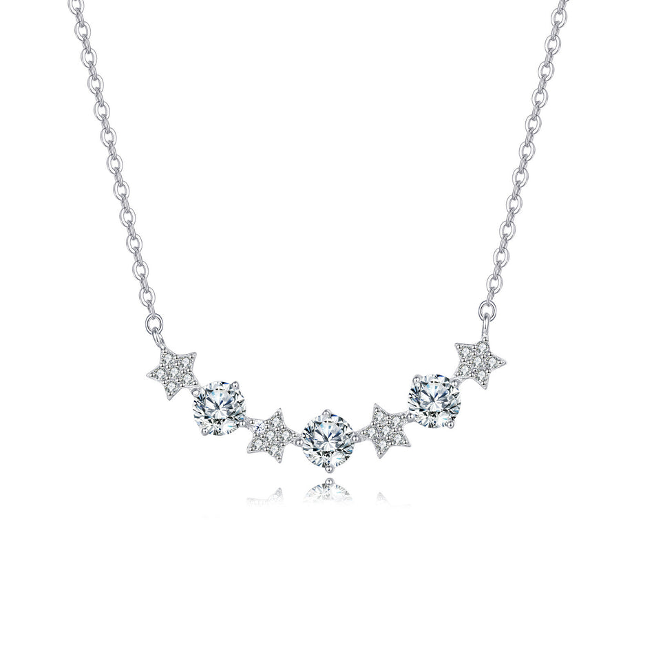 925 Sterling Silver Elegant Star Constellation Moissanite Necklace With Sparkling Celestial Charm