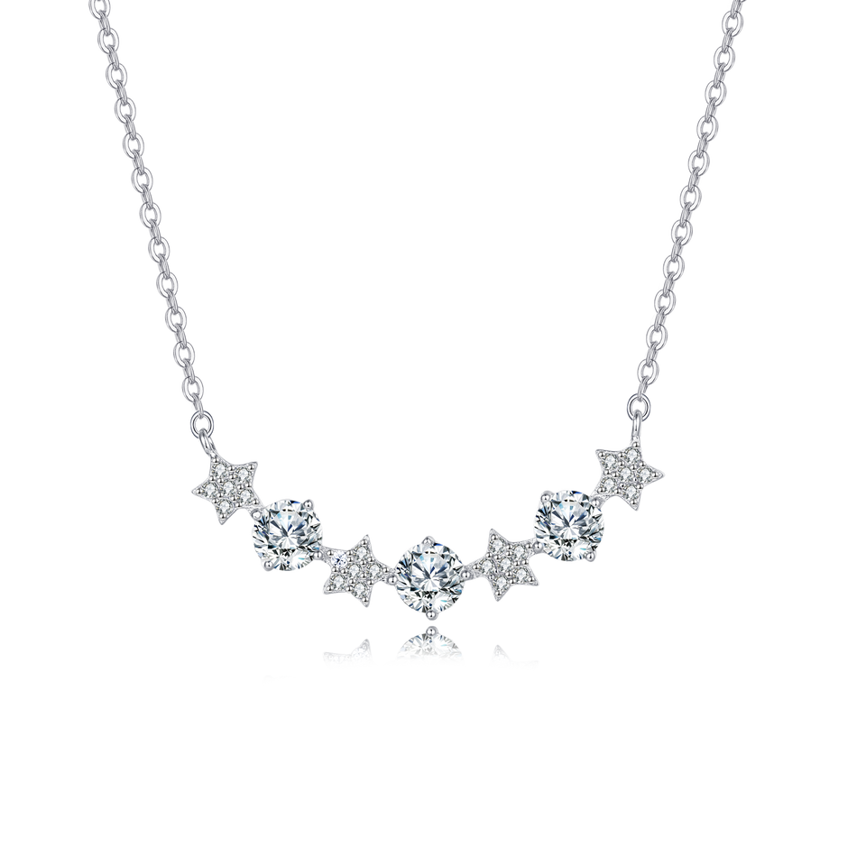 925 Sterling Silver Elegant Star Constellation Moissanite Necklace With Sparkling Celestial Charm