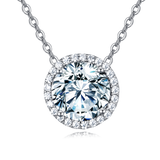 925 Sterling Silver Elegant Solitaire Moissanite Necklace With Halo Setting