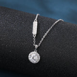 925 Sterling Silver Elegant Sterling Silver Zircon Halo Pendant Necklace For Women
