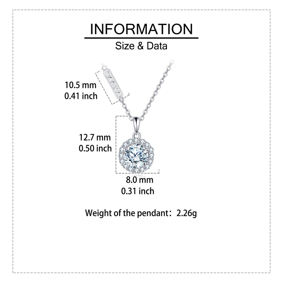 925 Sterling Silver Elegant Sterling Silver Zircon Halo Pendant Necklace For Women