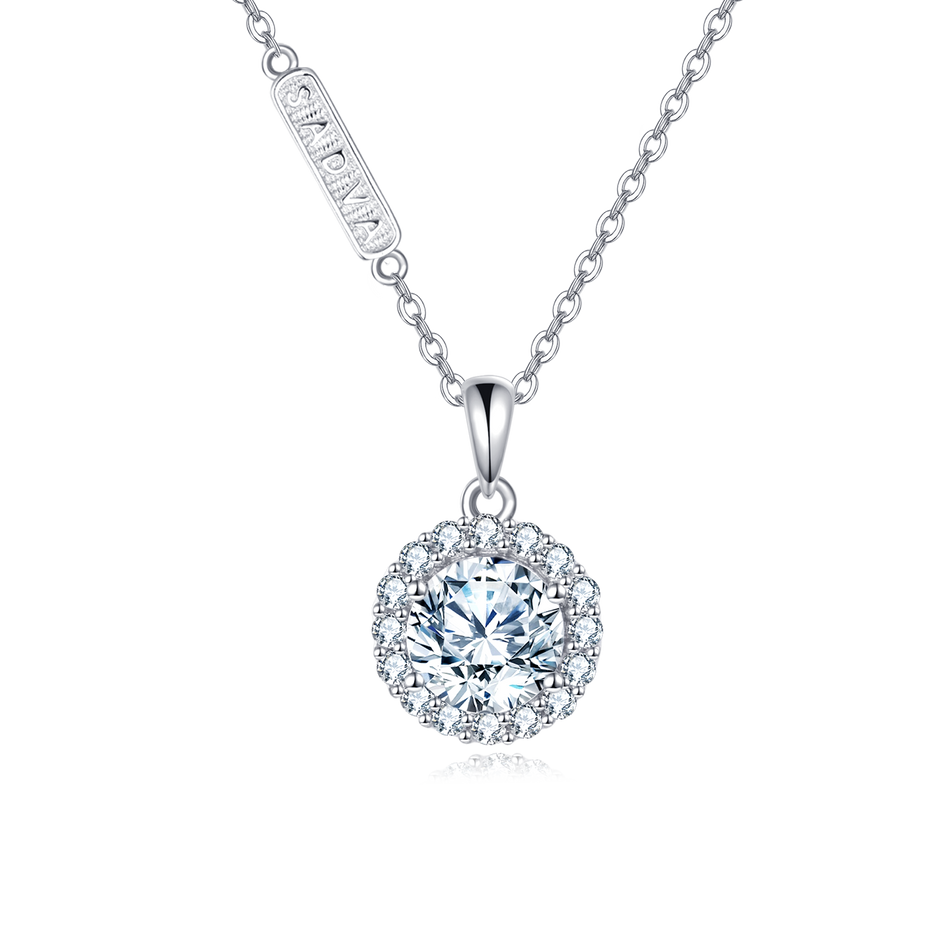 925 Sterling Silver Elegant Sterling Silver Zircon Halo Pendant Necklace For Women