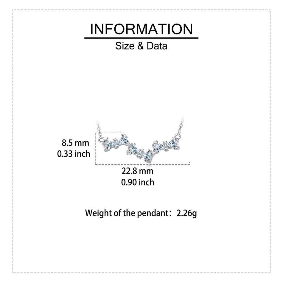 925 Sterling Silver Elegant Silver Zircon Wave Necklace