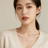 925 Sterling Silver Radiant Cut Zircon Star Accent Necklace In Sterling Silver