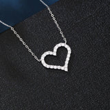 925 Sterling Silver Elegant Zircon Heart Pendant Necklace
