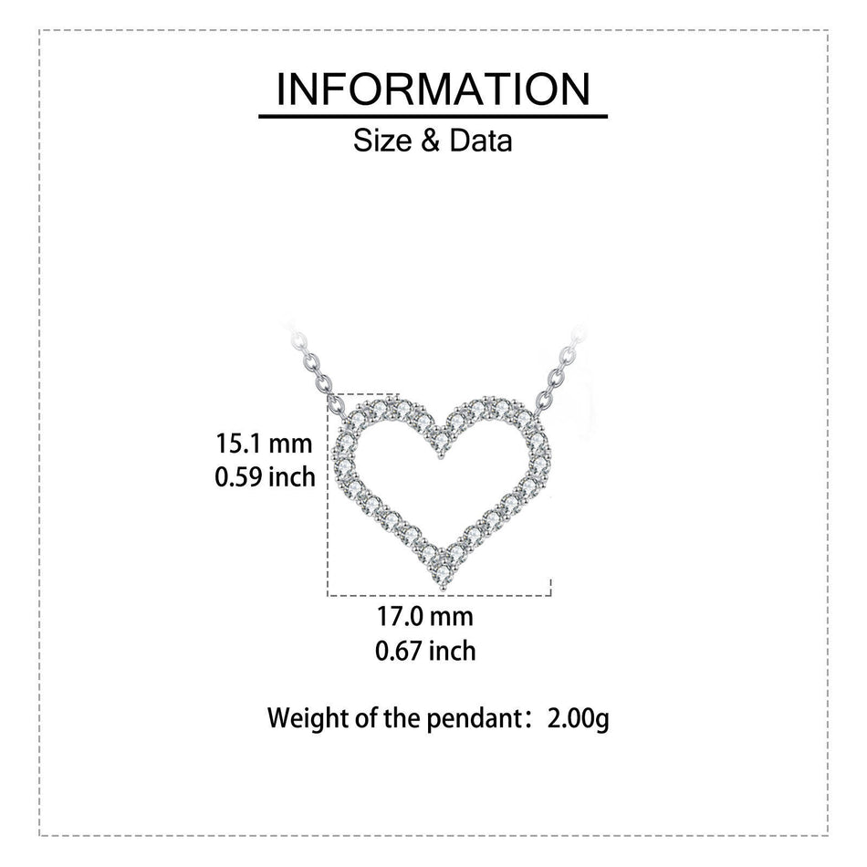 925 Sterling Silver Elegant Zircon Heart Pendant Necklace